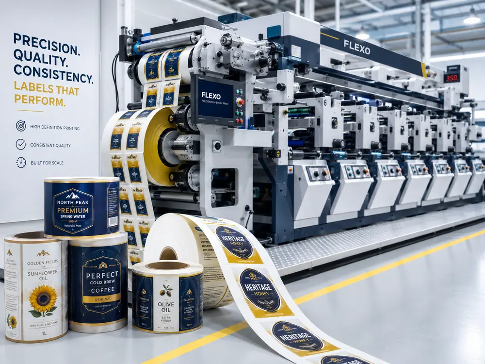 Produção de etiquetas em impressora flexográfica